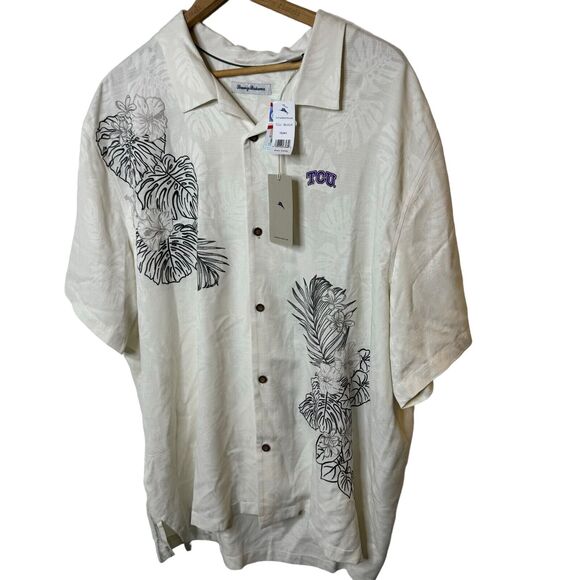 NWT Tommy Bahama Silk TCU Texas Christain University Camp Shirt Mens 3XL - Picture 10 of 11
